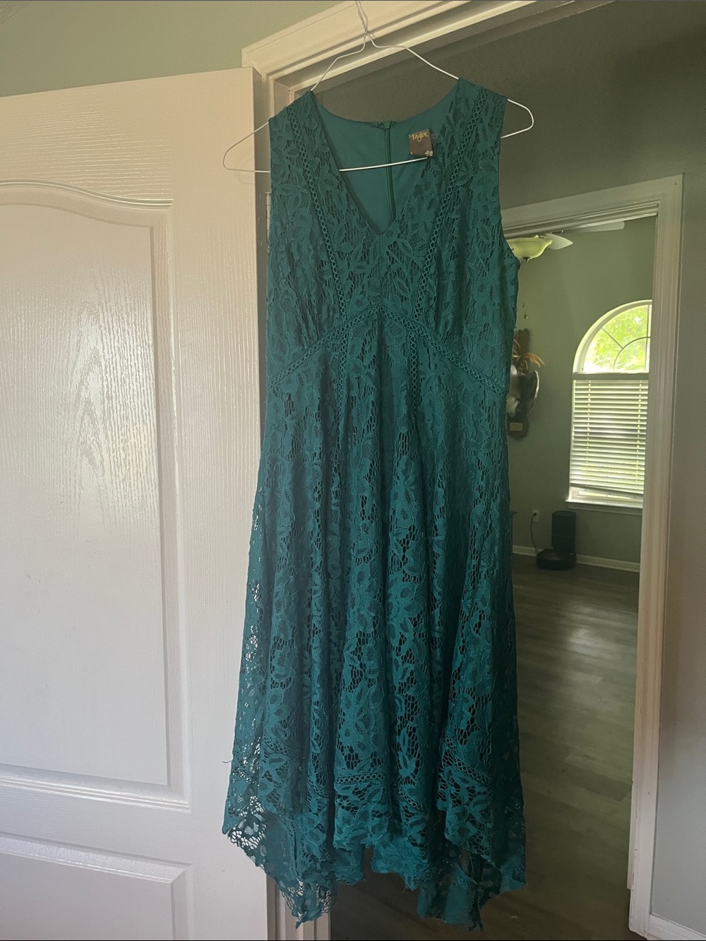 Women’s Teal Lace Handkerchief  Dress
